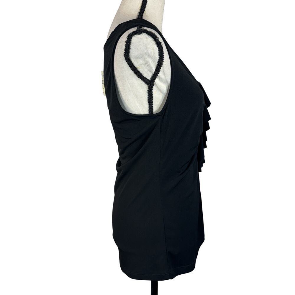 Maurices Medium Top Sleeveless Stretch V-Neck Ruched Front Pullover Black New - Picture 3 of 7